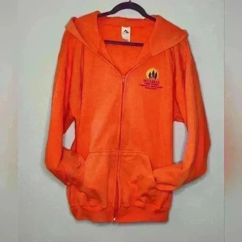 Blaze Orange hunting colored zip-up hoodie sweatshirt size XL